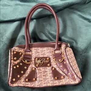 Cute Gloss Y2K Beige and Brown Satchel Handbag